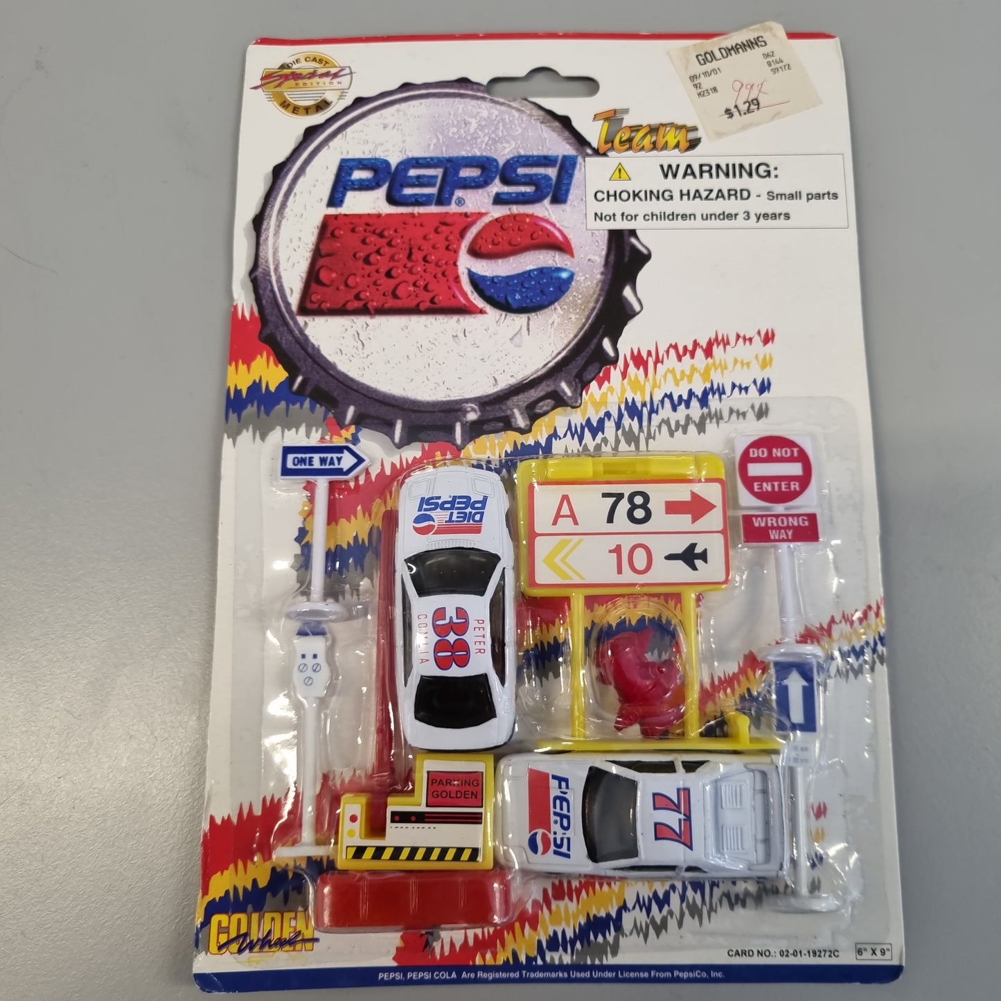 Golden Wheel : Team Pepsi playset m/skilt og bom