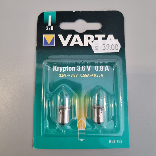 Lyspærer Varta ref 752 Krypton 3,6V 0,8A (utsalg!)