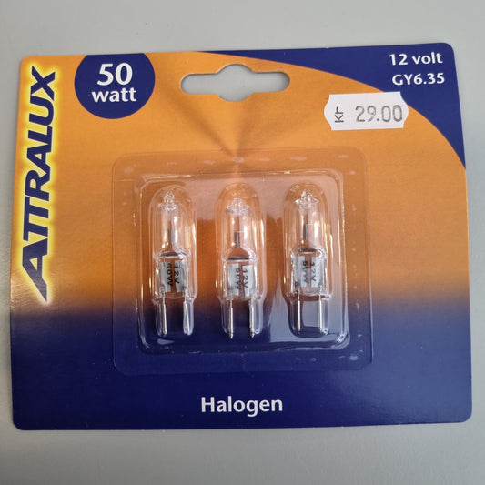 Lyspærer 3 pack GY6.35 12V 50W HALOGEN (utsalg!)