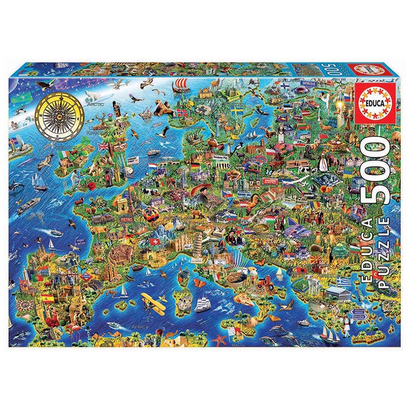 Puslespill : Crazy European Map ( 500 brikker 48x34cm )