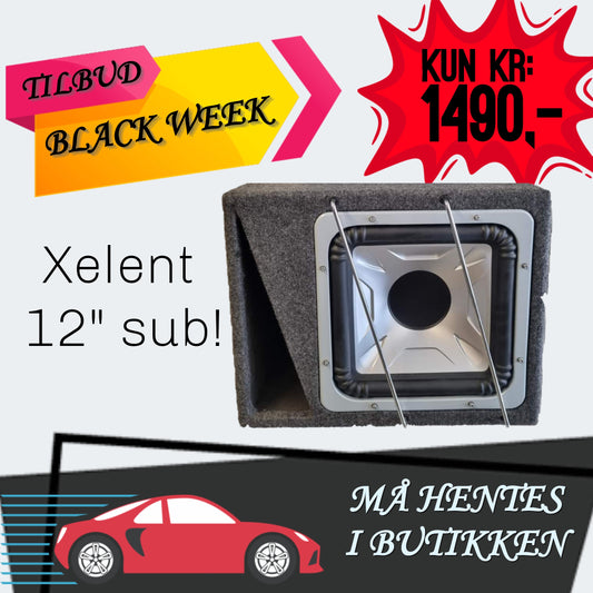 Xelent R12 firkantet 12" komplett kasse (må hentes!)