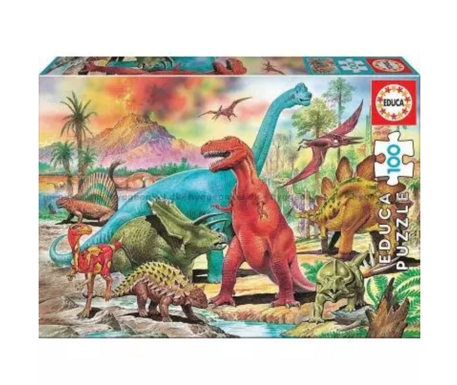 Puslespill : Dinosaurer  ( 100 brikker 40x28cm )