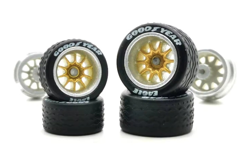 1/64 felger : 10 spoke Felger m/ "Good Year" dekk ( 10,8mm + 12,8mm ) gullfargede