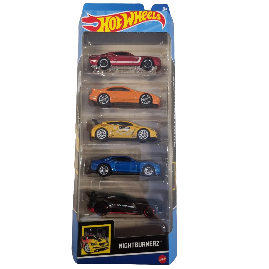 Hot Wheels 5 pack : Nightburnerz (Shelby GT500 , Nissan 300zx , Copo Camaro , m.fler)