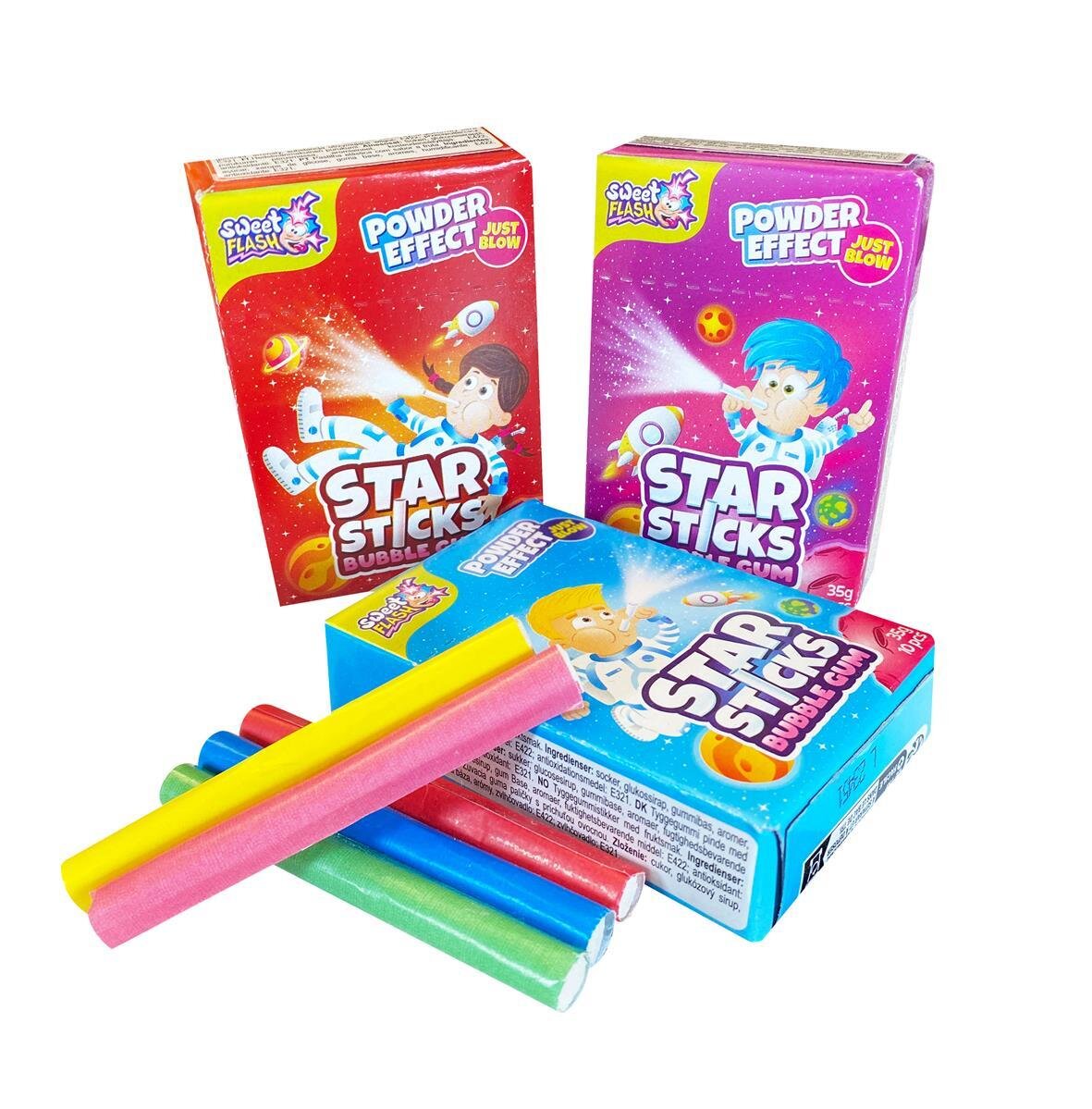 Sweet Flash Star Sticks Bubble Gum